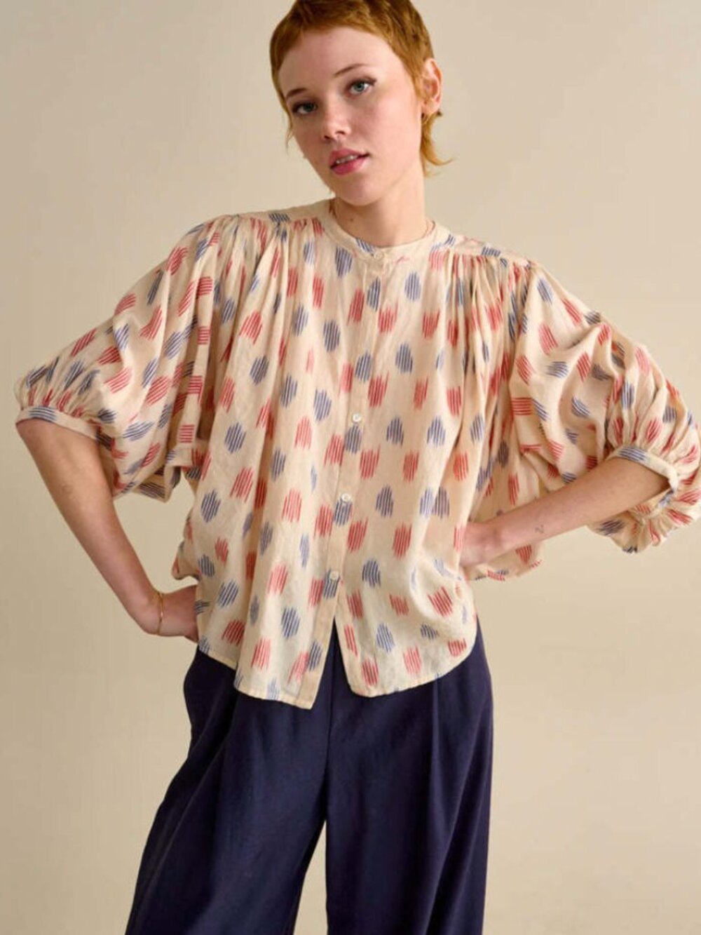 Bellerose Ink Cotton Blouse in Washed out color, Size S